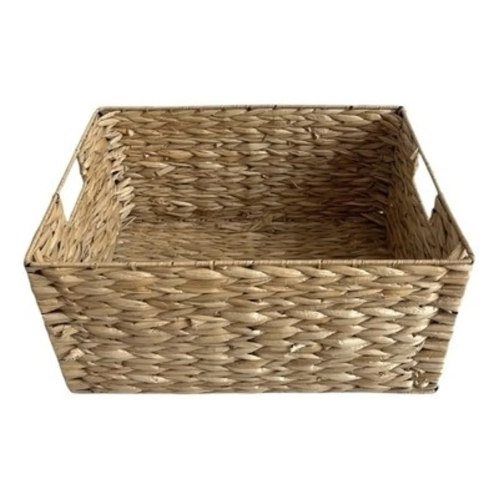 Large Tan Wicker Storage Basket Crate with Handles Home Organizer 15